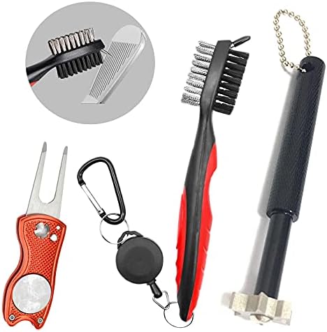 Golf Club Cleaner Set, Golf Club Cleaning Kit with Golf Club Brush and Hexagonal Golf Groove Sharpener, Retractable Zipper Line Carabiner, Golf Accessories for Men, Golf Clubs for Pitching, Sand Golf Club Cleaner Set, Golf Club Cleaning Kit with Golf Club Brush and Hexagonal Golf Groove Sharpener, Retractable Zipper Line Carabiner, Golf Accessories for Men, Golf Clubs for Pitching, Sand