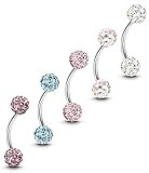 Besteel 5PCS 16G Stainless Steel Lip Rings Piercing Jewelry Eyebrow Barbell Labret Tragus Piercings 8-10mm Bar Length