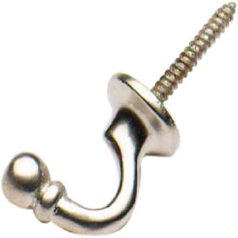 Merriway® BH01635 (2 Pcs) Ball End Curtain Drapery Hold Back Tie Back Hooks, 30mm (1.3/16 inch) Matt Chrome Plated - Pack of 2 Pieces