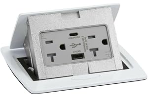 Lew Electric Kitchen Countertop Pop Up Charging USB A/C Ports (White)