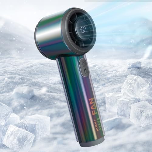 Portable Handheld Fan, Turbo Fan, Up to 10 Working Hours, 14000RPM High Speed, Rainbow Personal Pocket Design with 1-100 Speeds, Battery Rechargeable, Essentials for Women Beach Travel Outdoor Grey