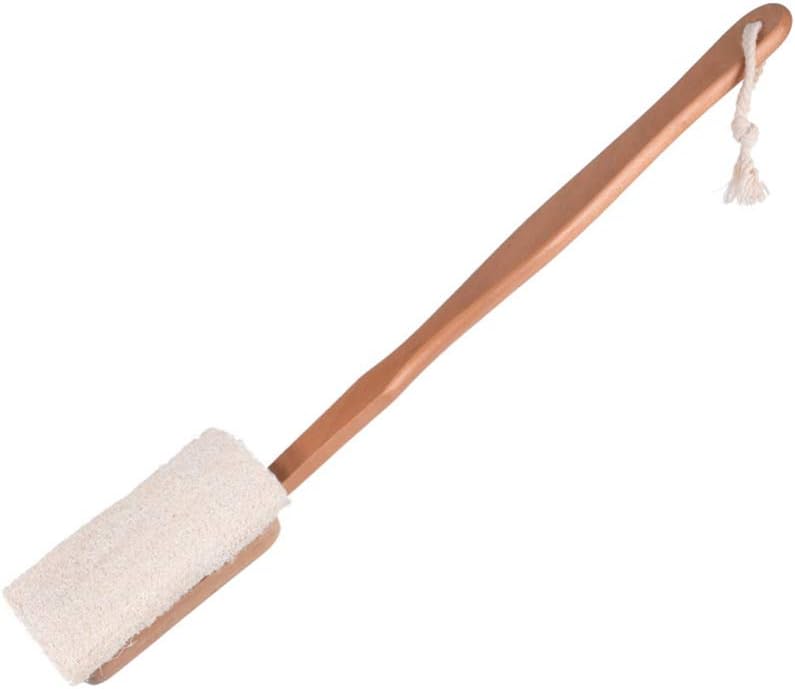 minkissy Natural Loofah Bath Brush Long Handle Exfoliating Shower Scrubber for