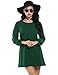 ACEVOG Fall Dress, Women's A-Line Casual Plain Long Sleeve Shift Dress (Large, Dark Green)