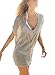 Glomeen Womens Crochet Swimwear Beach Dress Tops Bikini Swimsuit Cover Up Grey One Size