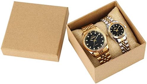 Reviance Valentine's His and Hers Quartz Analog Watch Couple Wristwatches with Box Gifts Set for Lover Set of 2