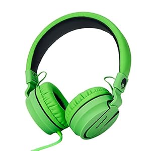 Rockpapa-952-Stereo-Foldable-Headphones-On-Ear-Adjustable-Headband-with-Microphone-for-Kids-Childrens-Adults-Tablet-Computer-Mobile-CDDVD-MP34-Black-Green Rockpapa Kids Headphones, 952 Childrens Headphones, Wired Headphones with Microphone, Foldable, Stereo Sound, 3.5mm Jack…