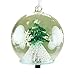 LED Tree Christmas Ornament - Glass Ball with Green Christmas Tree Inside - Hand Painted with Glitter Snowflakes
