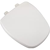Comfort Seats C1B4R49-00 Deluxe MDF Wood Rounded Toilet Seat and Plastic Hinges, White
