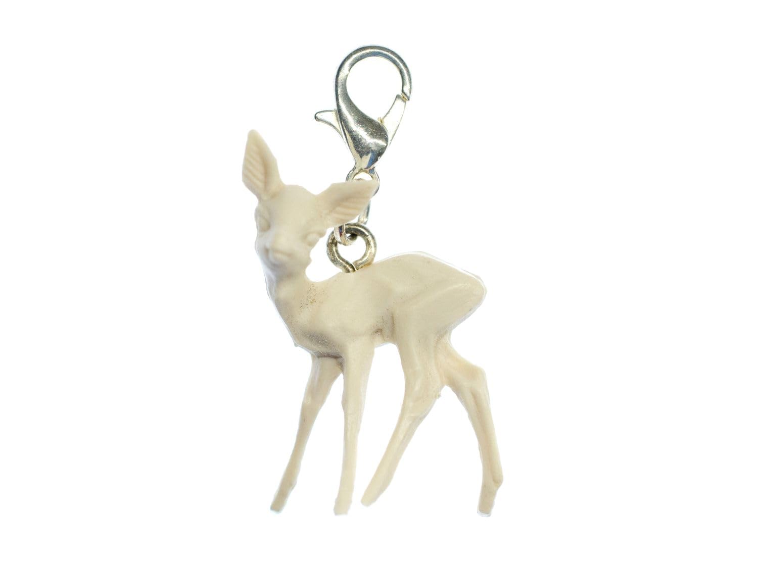 Miniblings Deer Charm Pendant For Bracelet Wristlet Fawn White