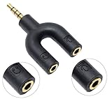 U Shape 3.5mm Jack Stereo Splitter Headset Adapter for Audio Headphone and Microphone - Black