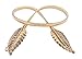Elinadress Women's Stylish Gold Leaf Buckle Elastic Stretch Waist Chain Belt For Dresses Gold