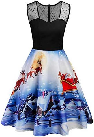 kaifongfu Merry Christmas Women Plus Size Dress Santa Claus Lace Dress