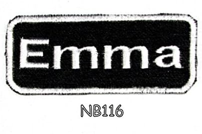 IND STURGIS Emma White on Black Iron on Name Badge Patch for Biker Vest NB116