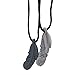V-TOP Feather Silicone Teething Pendant Necklace for Baby and Nursing Mom, Soft Sensory Chewable Teether Toys for Autism and ADHD Children - Marble and Gray