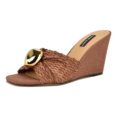 Nine West Women's Nessla Wedge Sandal, Medium Brown 210, 11 at Amazon