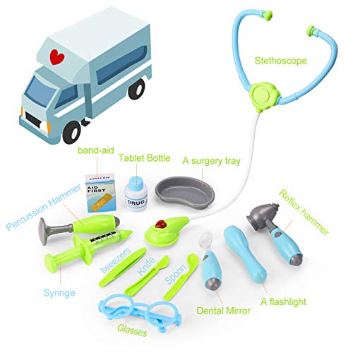 Vandora Durable Kids Doctor Kit with Electronic Stethoscope and 12 Medical Doctorâ€™s Equipment, Packed in a Sturdy Gift Case