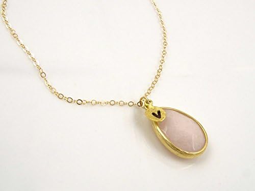 Gold Pale Pink Personalized Drop Necklace, Blush Wedding Bridal Jewelry, Bridesmaid Maid of Honor Gift