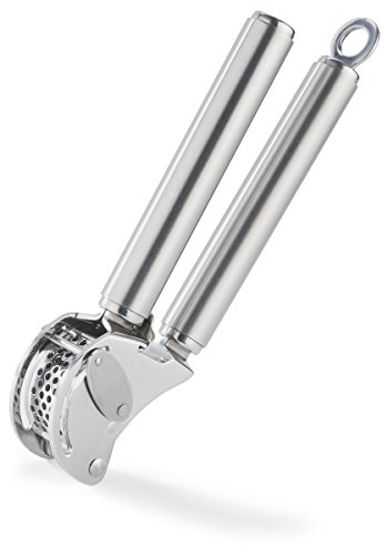 Rösle 12895 Stainless Steel Garlic & Ginger Press with Scraper for Effortless Mincing with Easy Cleanup, 13-inch