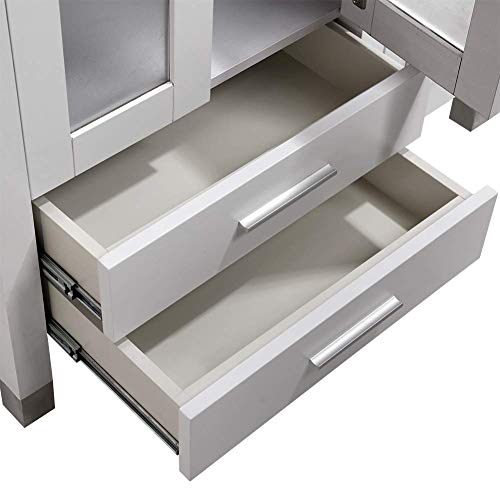 TONYRENA Modern 60" Bathroom Vanity Set - Cabinet With Ceramic Sink Top, Faucet, Flexible Drain & Mirrors, White