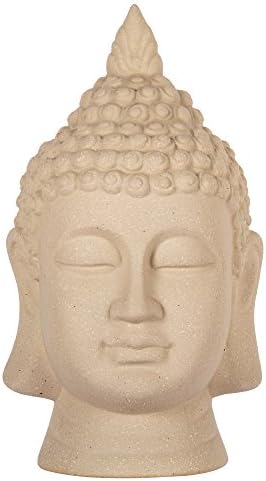Truu Design, Ceramic Buddha Head Figurine, 8.5 inches, Grey