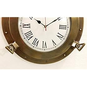 Vintage Navigation Marine Brass Ship Porthole Clock 15'' Ship Window Wall Clock 41AtqRiMgyL