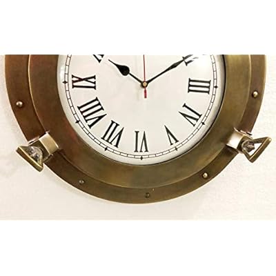Vintage Navigation Marine Brass Ship Porthole Clock 15'' Ship Window Wall Clock 41AtqRiMgyL
