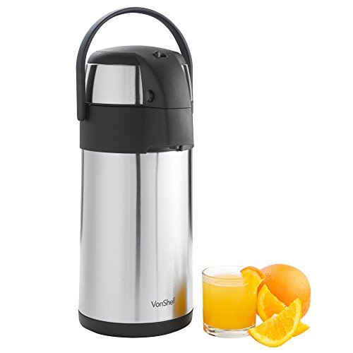 Thermos Pot Beverage Dispenser Pump Carafe Stainless Steel Hot Tea Cold