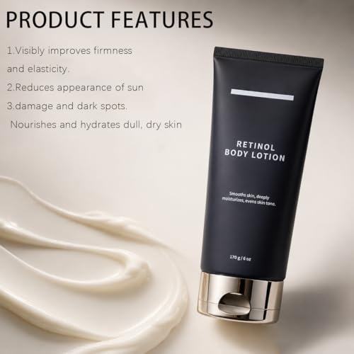 Retinol Body Lotion, Firming Body Cream for Crepey Skin, Moisturizing Anti-Aging Lotion for Neck, Arms, Legs & Full Body Skin Care, 170g