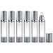 JUVITUS (6 Pack) 1.7 oz Airless Pump Bottle Silver Matte for Lotion Cream and Liquids