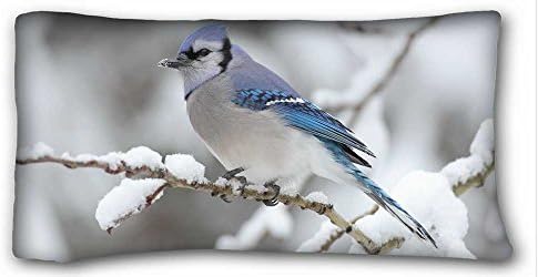 Custom Cotton &amp; Polyester Soft ( Birds Animal Bird Blue Jay ) Custom Zippered Pillow Case 20x36 inches(one sides) from Surprise you suitable for Twin-bed PC-Green-18715