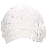 Simplicity Women's Winter Knit Visor Hat Ski/Snowboard Beanie with Flower