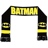 Batman Shield Logo Black and Yellow Jacquard Knit Long Costume Scarf Tassels