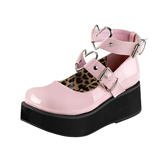 Summitfashions-Womens-Platform-Mary-Janes-Baby-Pink-Shoes-Hearts-Studs-2-14-Inch-Platform-Size-7