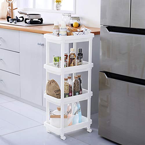 Aogist 4-Tier Slide Out Storage Cart Rolling Utility Cart Storage Shelf Rack for Kitchen Laundry Room Bathroom Office & Dressers