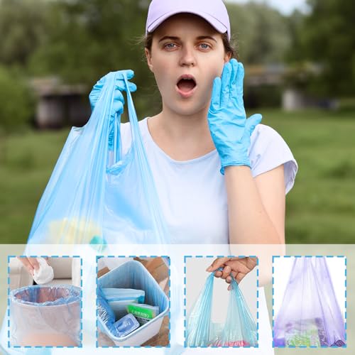 LURNODY 9 Rolls of Small Bin Bags (2 Litres/0.5 Gal) Odourless, Trash Bags Suitable for Car Trash Can, Bathroom Trash Can, Table Trash Can (Purple, Green, Blue, 180 Pieces)