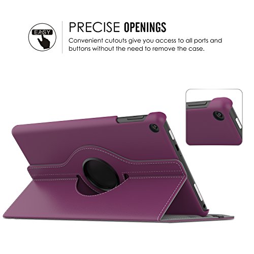 MoKo Case for All-New Fire HD 8 2018/2017/2016-360 Degree Rotating Cover with Auto Wake/Sleep for Amazon Fire HD 8 (8th & 7th & 6th Gen, 2018/2017/2016 Release) 8" Tablet, Purple - Thumbnail 5