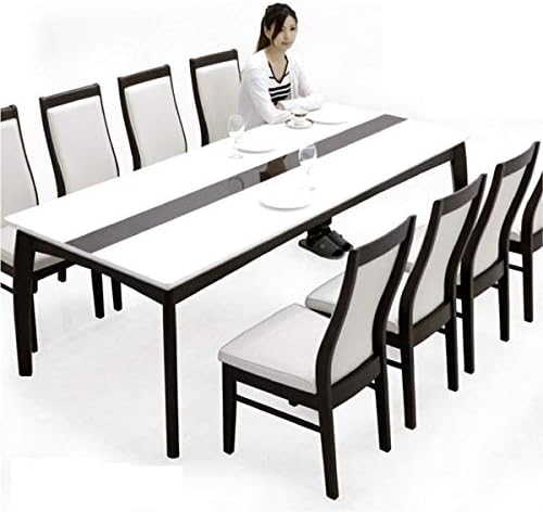 ダイニングテーブルセット ダイニングセット 9点セット 8人掛け 大型 テーブル 幅2cm 人気 ホワイト 艶有り 鏡面仕上げ 美品 ツヤあり 白 ハイバック 合皮 ブラウン 北欧 光沢あり