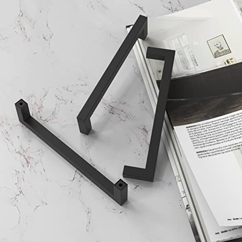 NISUOIEN Matte Black 5 Inch Cabinet Handles, 30 Pack Cabinet Pulls | Square Kitchen Cabinet Handles, Included Screws, Easy Install, Stainless Steel, For Bathroom, Bedroom, Cupboard Cabinet