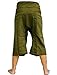 Thai Fisherman Pants Yoga Trousers Free Size 3/4 Cotton Stripe-Olive Green