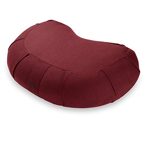Node Fitness Organic Cotton 17″ Crescent Meditation Cushion – Burgundy