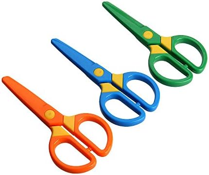 6 Pcs Kids Safety Scissors, Toddler Scissors Age 3-5, Plastic Preschool Training Supplies, Left Handed Children Scissors for Handmade Art Craft