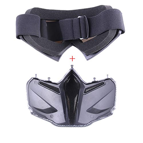 BOROLA Tactical Paintball Mask, Retro Motorcycle Goggles with Removable Face Mask, Airsoft Safety Goggles Mask UV400 Protection for Nerf N-Strike Elite Toy Gun Game Rival (Carbon Fiber Pattern)