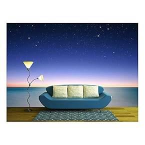 Sky and sea View at Night - Removable Wall Mural | Self-Adhesive Large Wallpaper - 66x96 inches