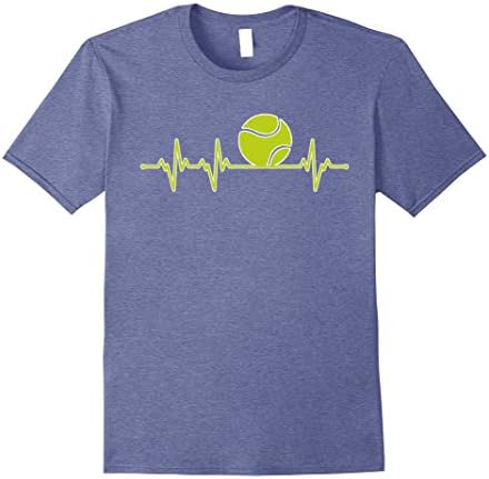 Mens Tennis Heartbeat I Love Play Tennis T-Shirt 2XL Heather Blue