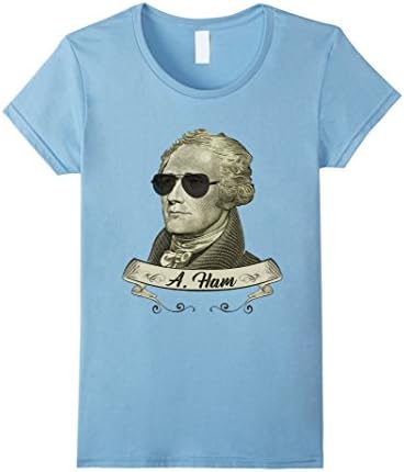 Womens Cool Sunglasses T-shirt - Funny Hamilton Tee Small Baby Blue