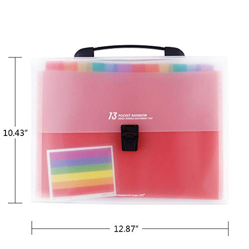 File Folders, 13 Pockets A4 Accordion File Organizer Letter Size Portable School Business Office Document Holder