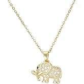 DIAMANTIO 18K Gold Plated Elephant Pendant Necklace – Sparkling Cubic Zirconia Animal Charm Jewelry for Women