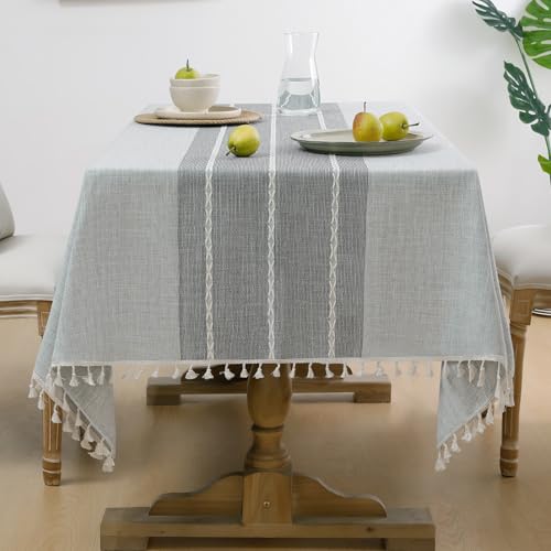 Softalker Linen Rectangle Tassel Tablecloth