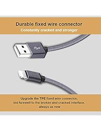 Xkaudie - Cargador para iPhone (5 unidades, 35.8 in, nailon trenzado, cable de carga USB, conector de alta velocidad, cable de transferencia de sincronización de datos, compatible con iPhone Xs Max XR XS X 8 7 Plus 6S 6 Se 5S iPad y más