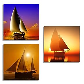 3 Piece Canvas Wall Art for Living Room Bedroom Home Artwork The Beautiful Scenery of Sunset Paintings Ready to Hang - 12"x12"x3 Panels